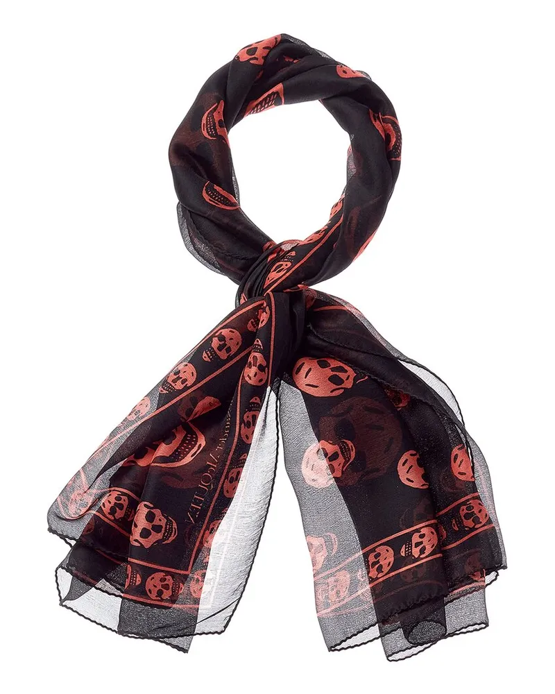 Alexander McQueen Skull Silk Scarf Black