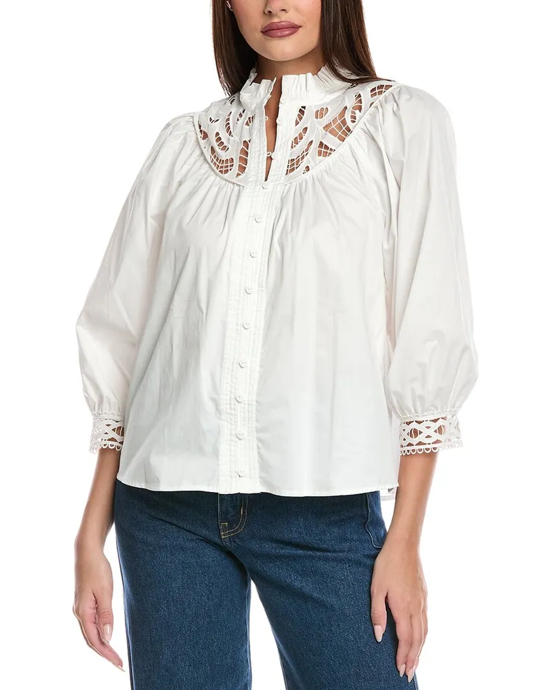 Elie Tahari The Rylan Lace Blouse White