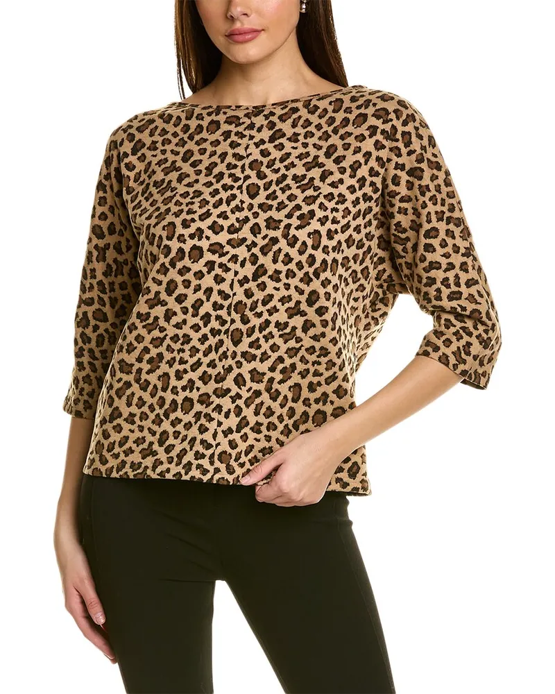 ST. JOHN Cheetah Stretch Sweater Black