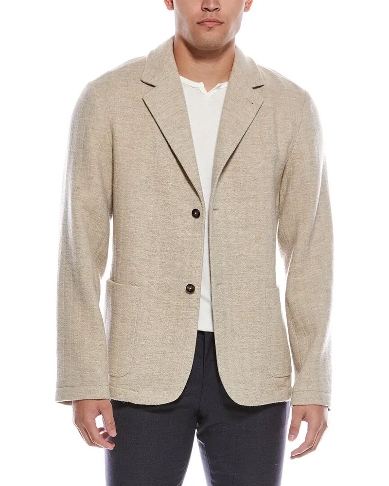 Officine Generale Officine Generale Adrien Herringbone Wool Coat Beige