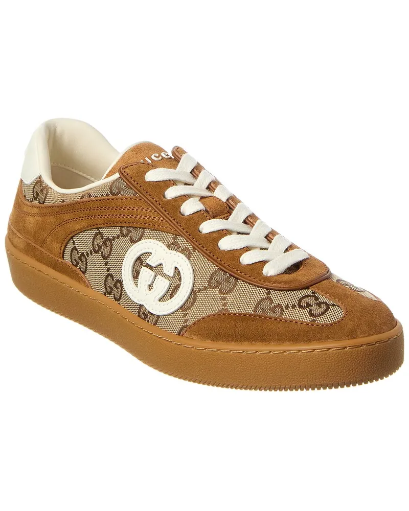 Gucci G75 GG Canvas & Suede Sneaker Brown