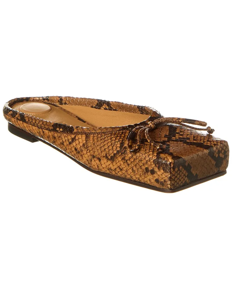 Jacquemus Snake-Embossed Leather Ballet Flat Brown