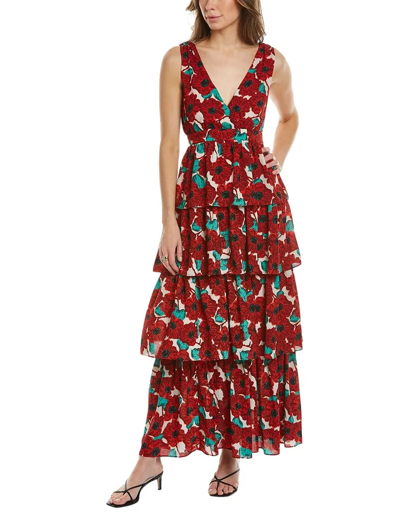 Traffic People Havana Silk-Blend Midi Dress Red