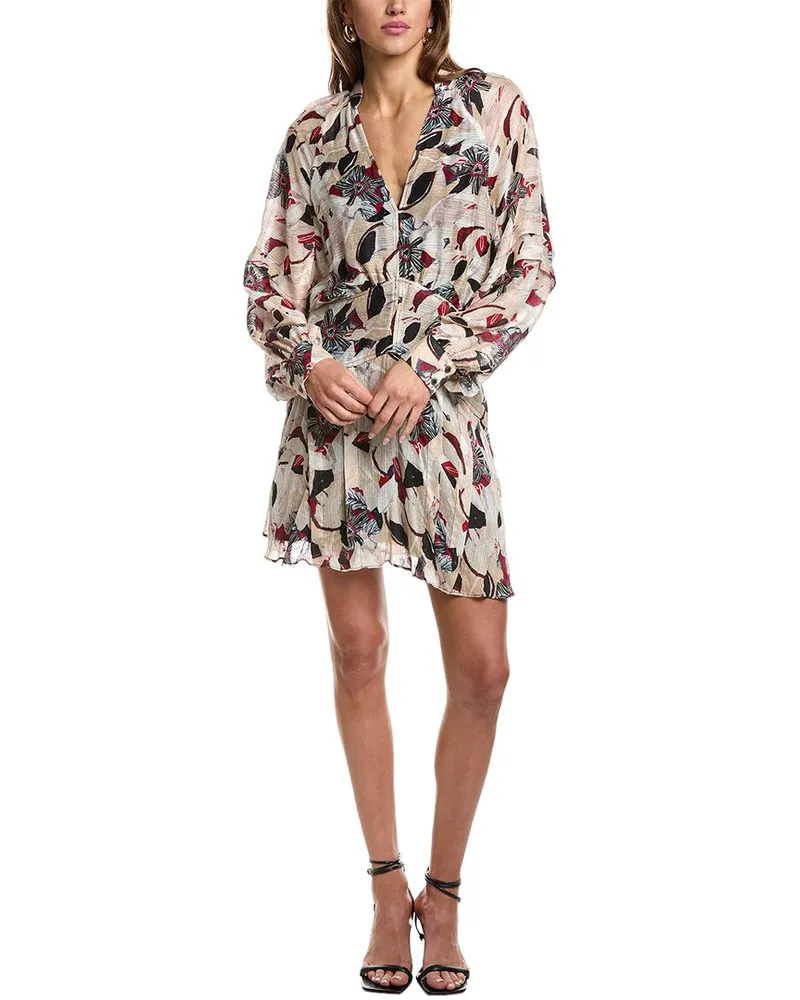 IRO Darsa Silk-Blend Mini Dress Beige