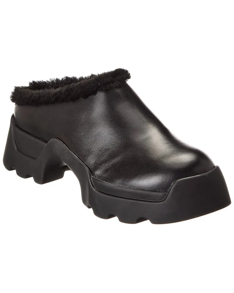 Proenza Schouler Stomp Leather & Shearling Mule Black