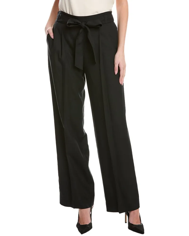 Vince Belted Linen-Blend Pull-On Pant Black