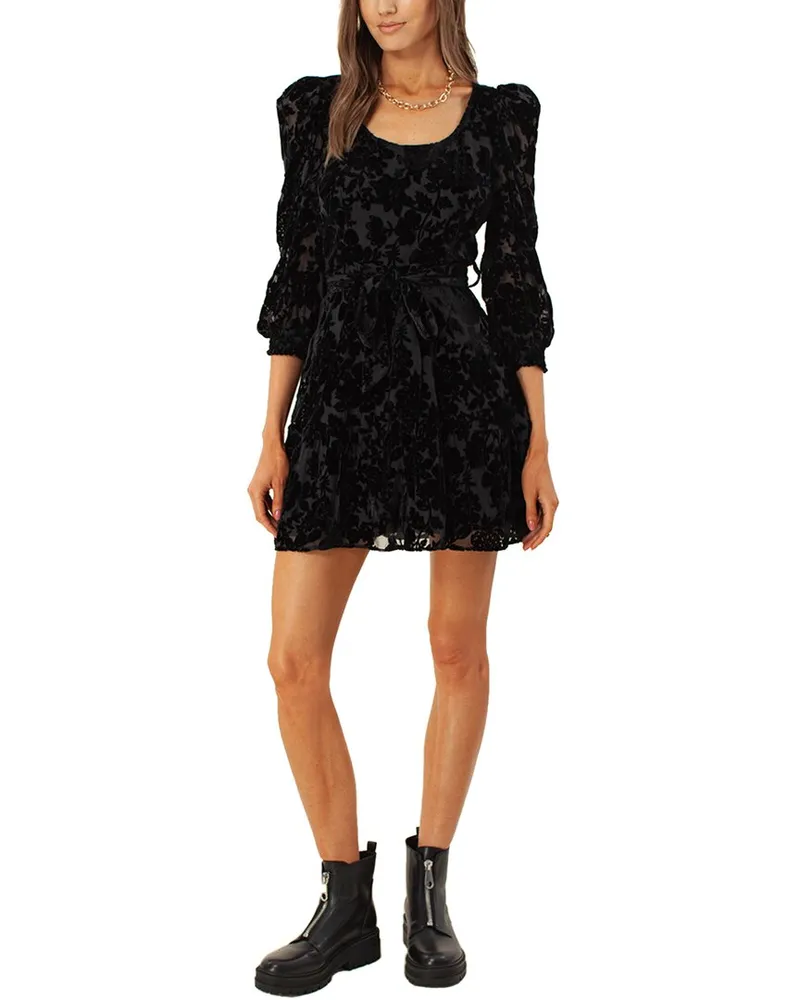 Hale Bob Solid Silk-Blend Mini Dress Black