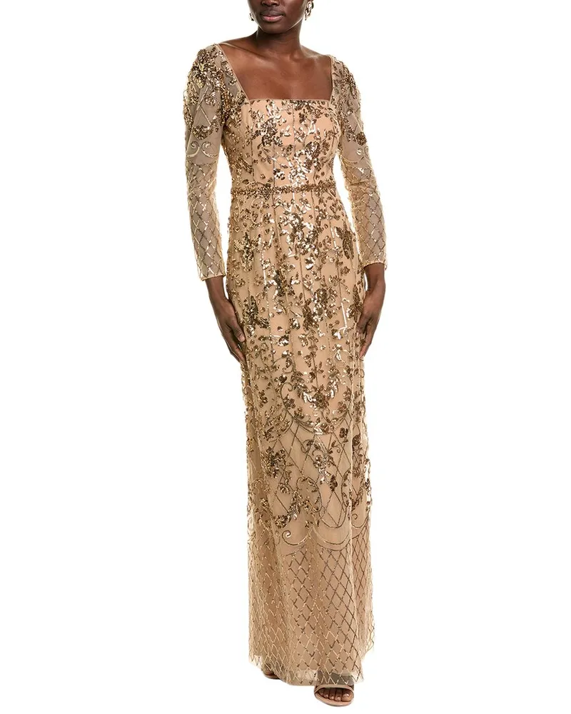 Marchesa Sequin Lattice Gown Nocolor