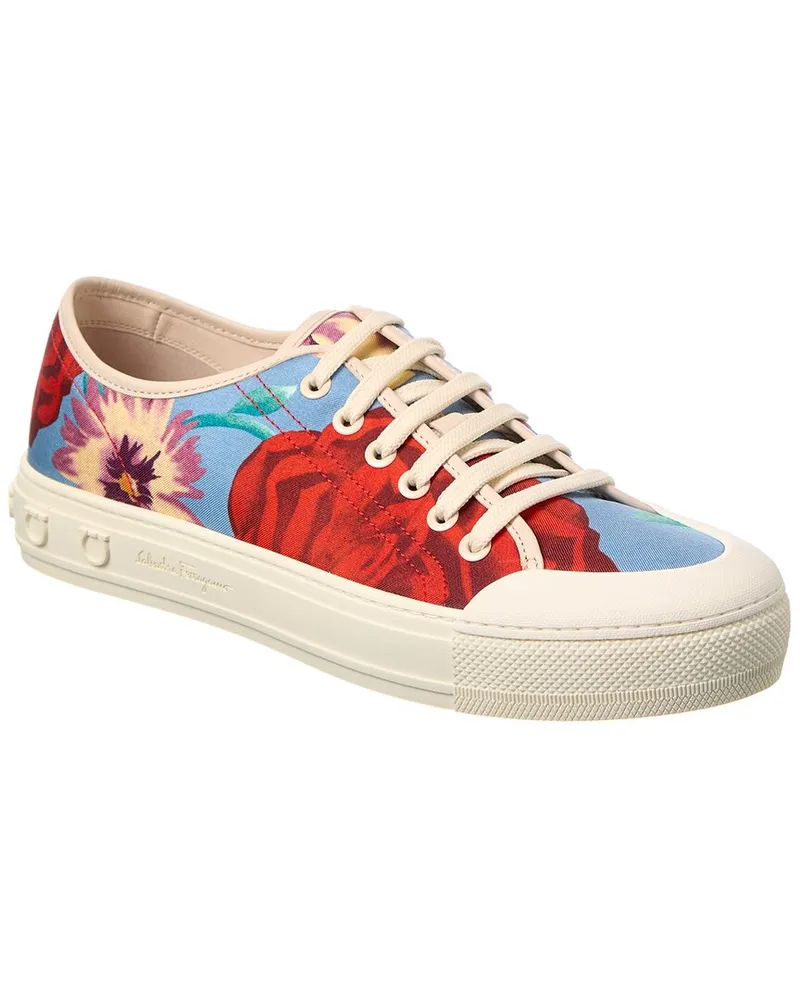 Ferragamo Rebel Printed Canvas Sneaker Blue
