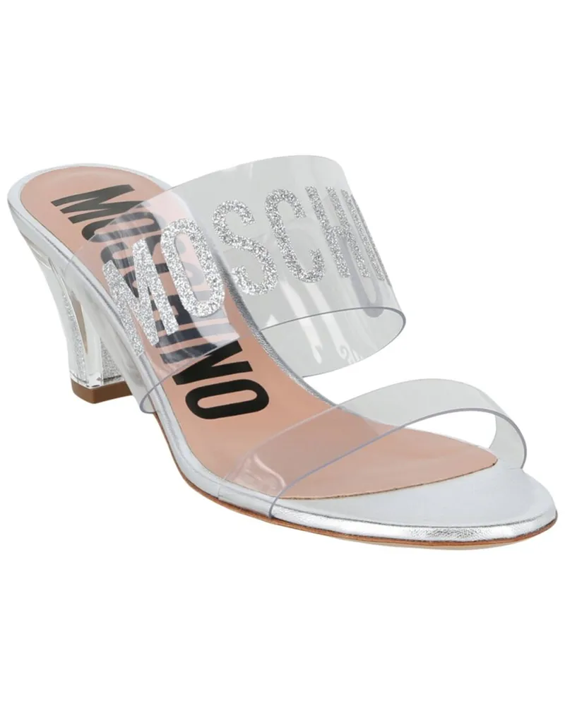 Moschino Logo Sandal Silver