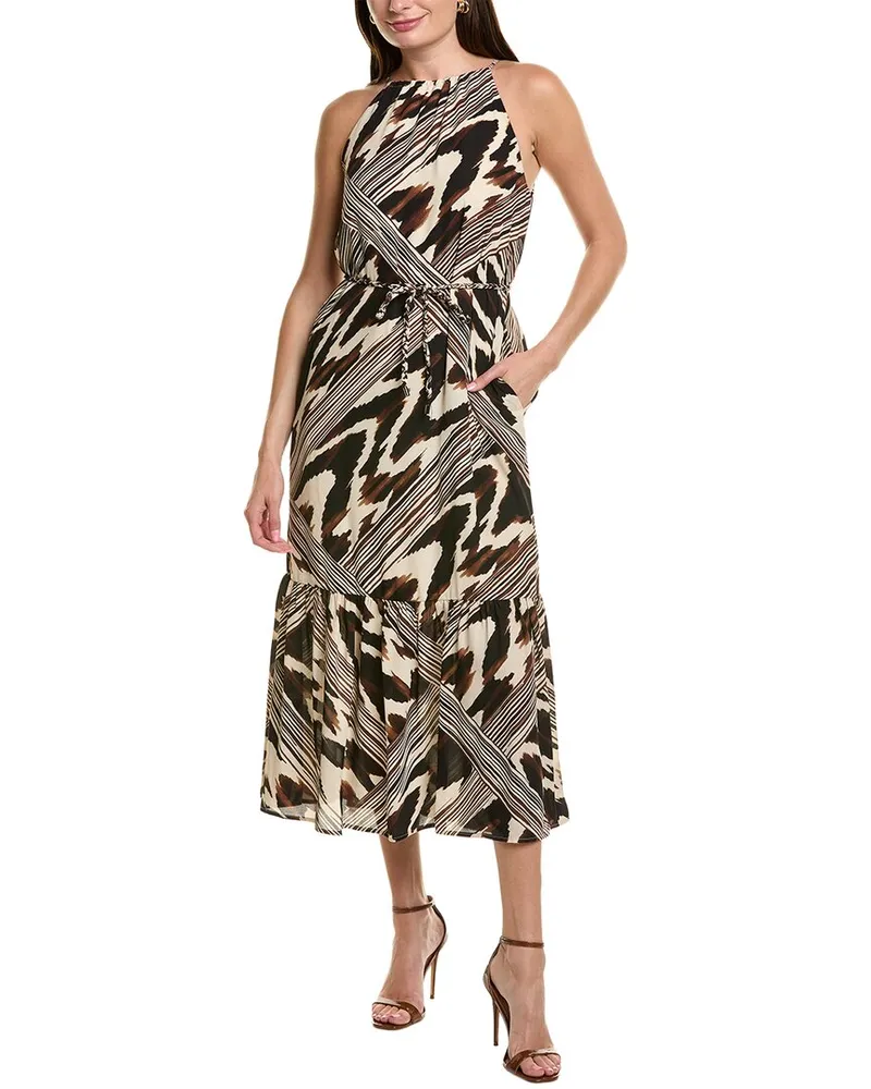 Anne Klein Halter Tiered Patio Midi Dress White