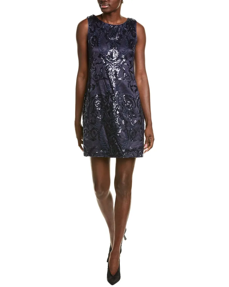 Vince Camuto Sequin Printed Mini Dress Blue