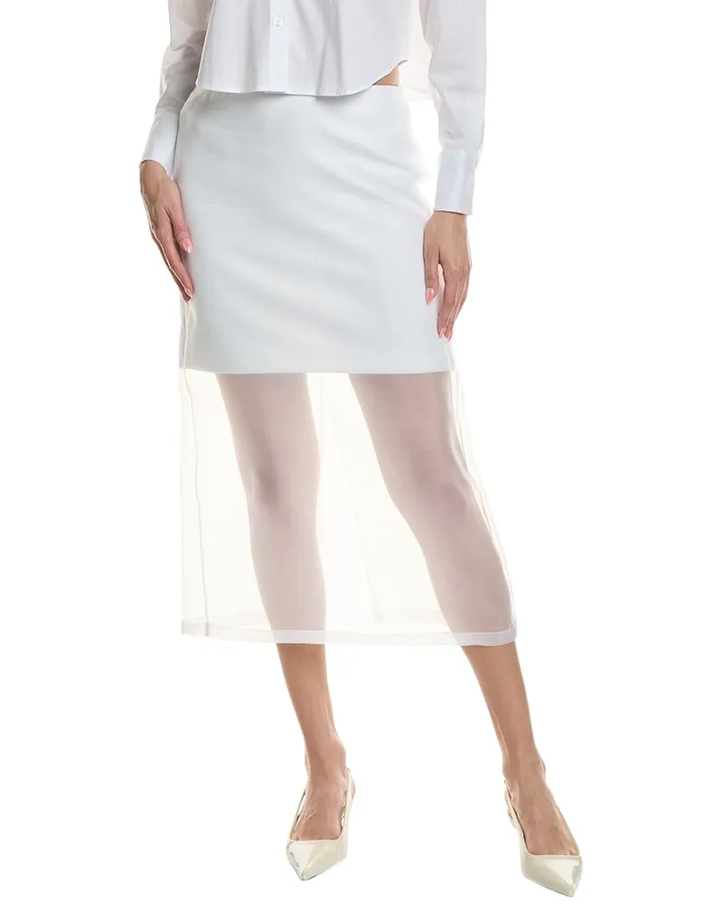 Kenneth Cole Sheer Organza Pencil Skirt White