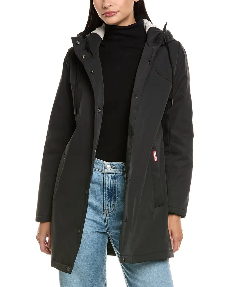 Hunter Billie Hooded Rain Coat Black