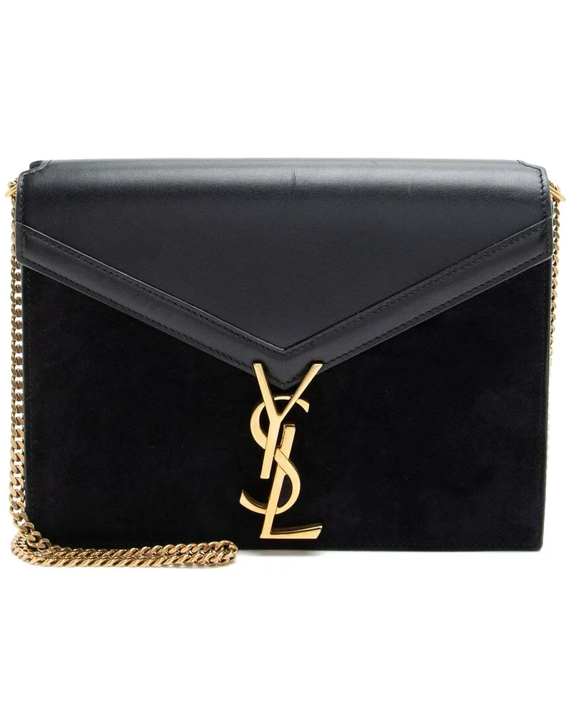 Saint Laurent Black Suede Monogram Cassandra Medium Chain Bag (Authentic Pre-  Loved Nocolor