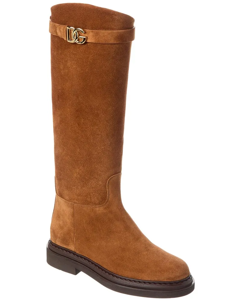 Dolce & Gabbana Suede Knee-High Boot Brown