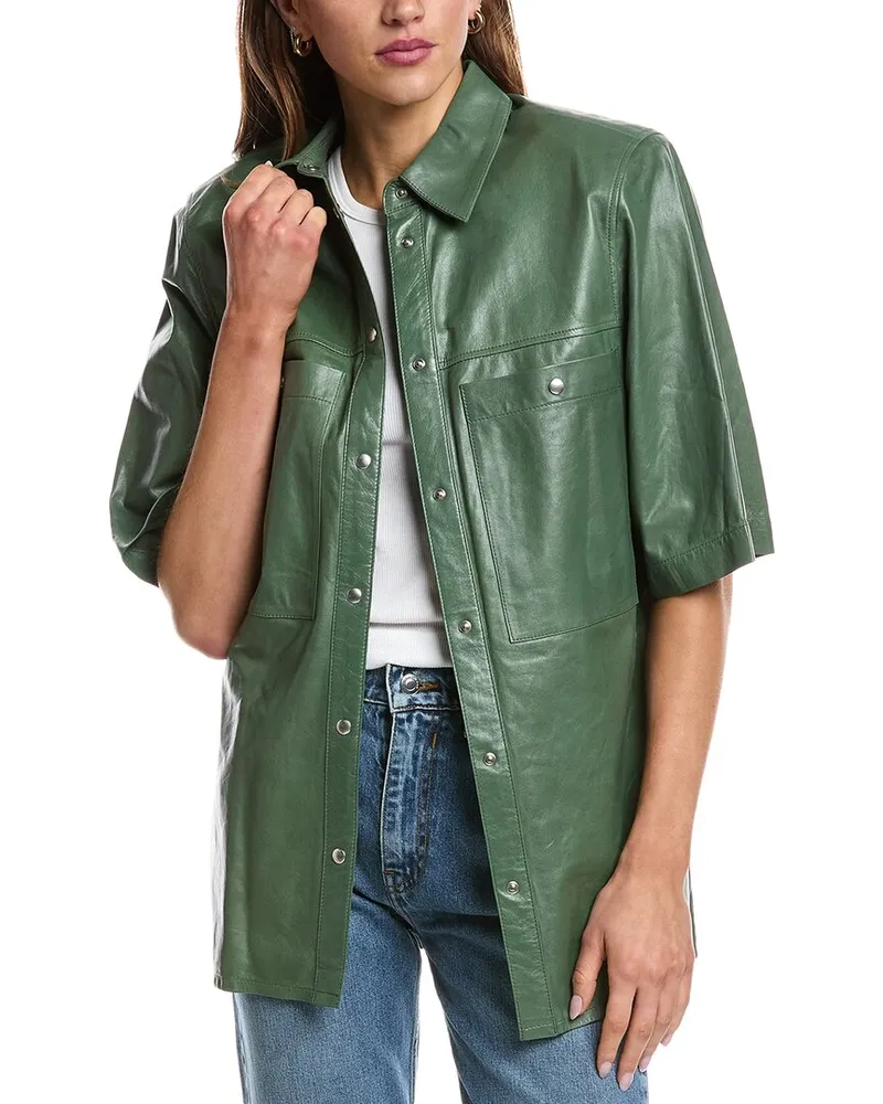 IRO Signy Leather Shirt Green
