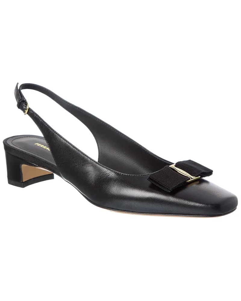 Ferragamo Rivada Patent Slingback Pump Black
