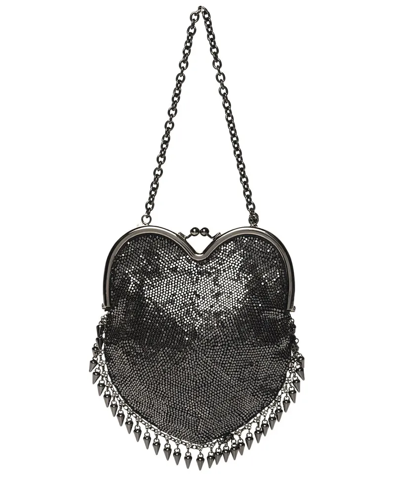 Saint Laurent Dark Rutenio Satin Studded Mini Heart Bag (Authentic Pre-Loved Nocolor