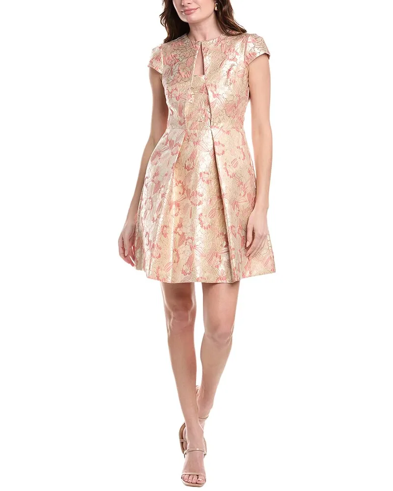 Vince Camuto Jacquard A-Line Dress Metallic