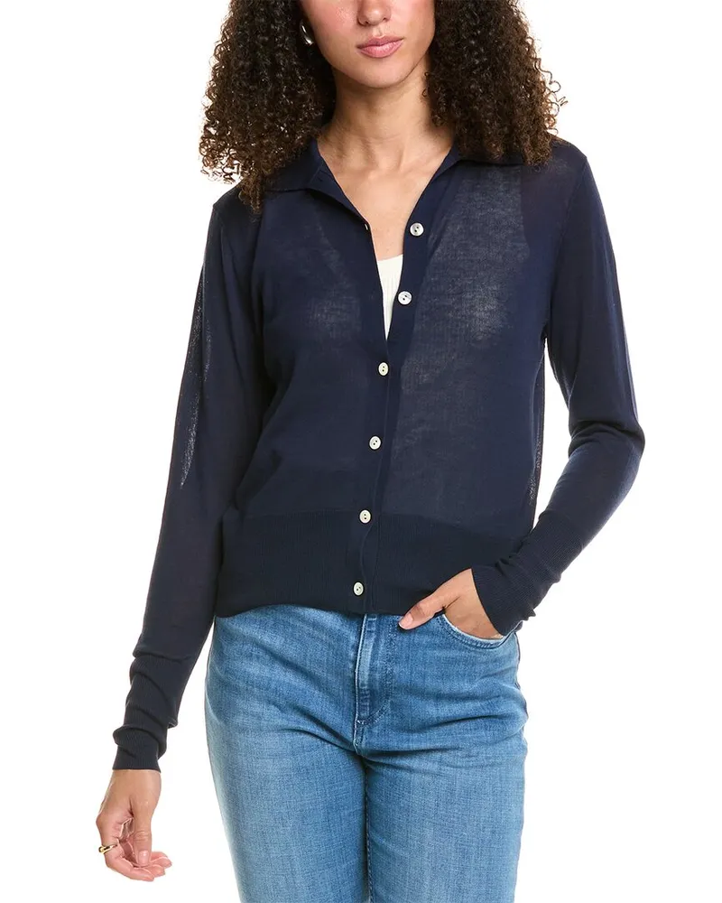 Vince Collared Button-Down Shirt Blue
