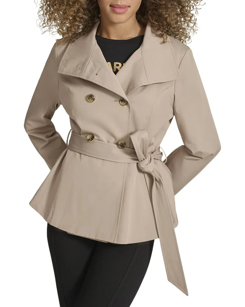 Karl Lagerfeld Peplum Trench Coat Beige