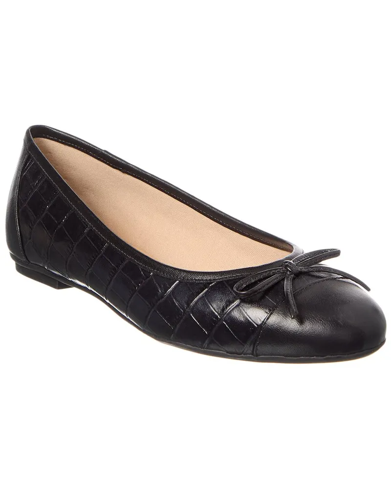 French Soule Cordelia Croc-Embossed Leather Flat Black