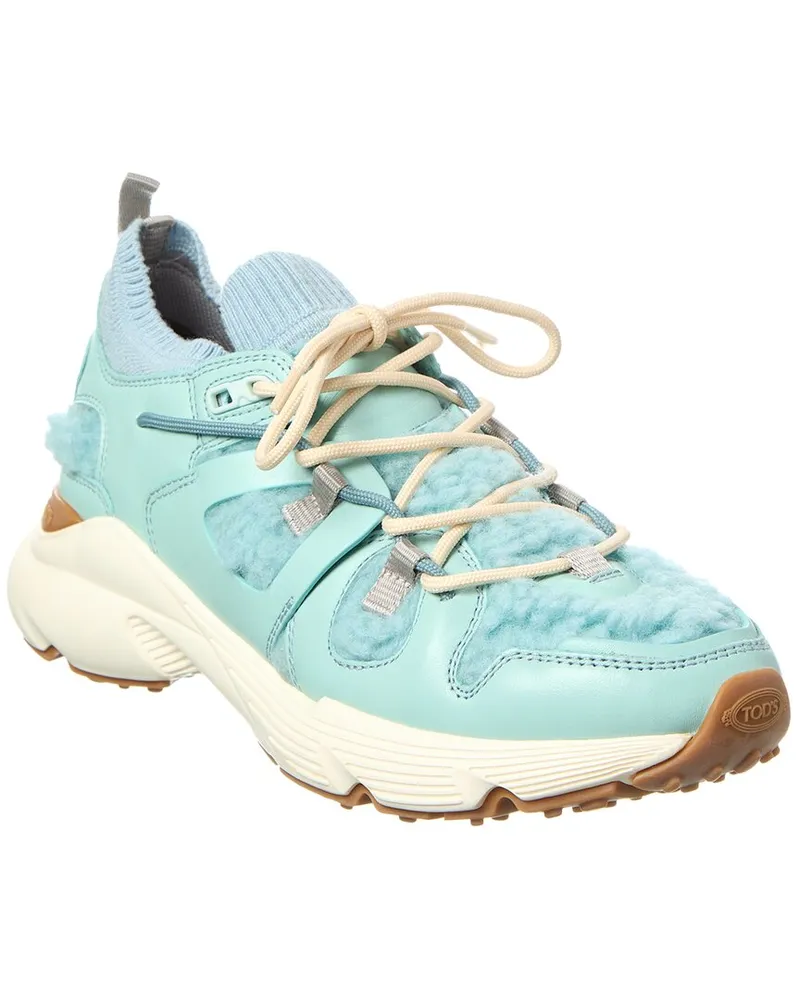 TOD'S TOD’s Sportivo Runner Shearling & Leather Sneaker Blue