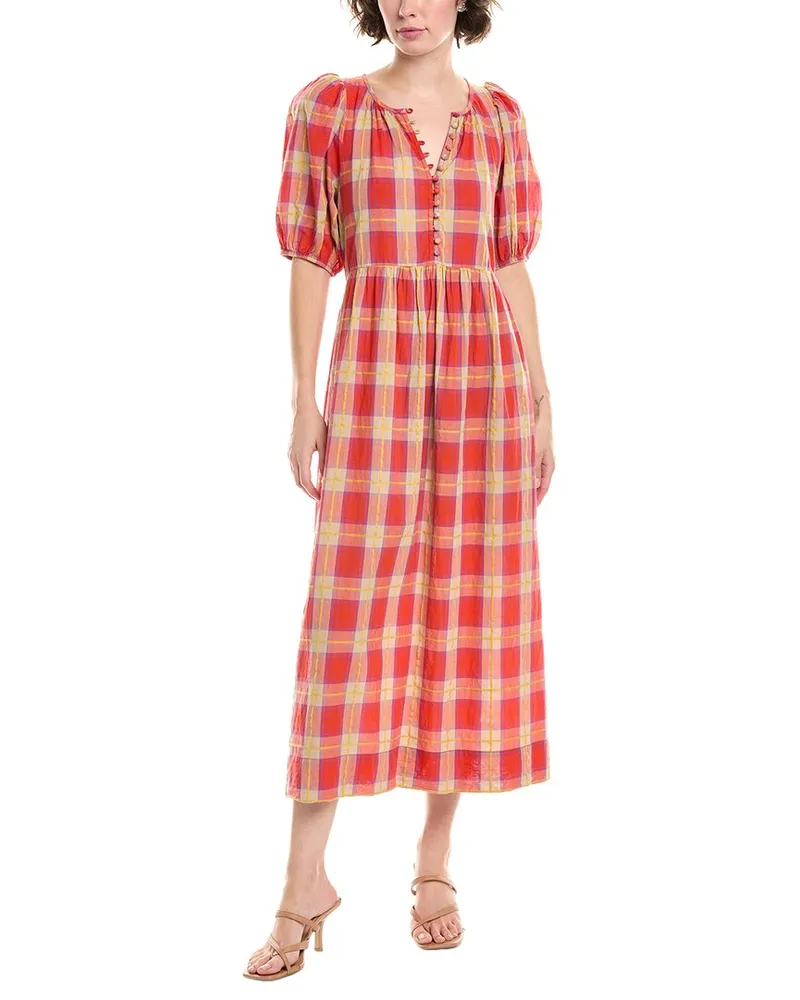 The Great Ravine Linen-Blend Dress Red
