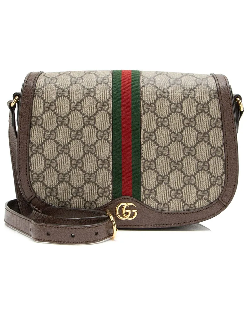 Gucci Brown GG Supreme Canvas Ophidia Flap Messenger (Authentic Pre-Loved Nocolor