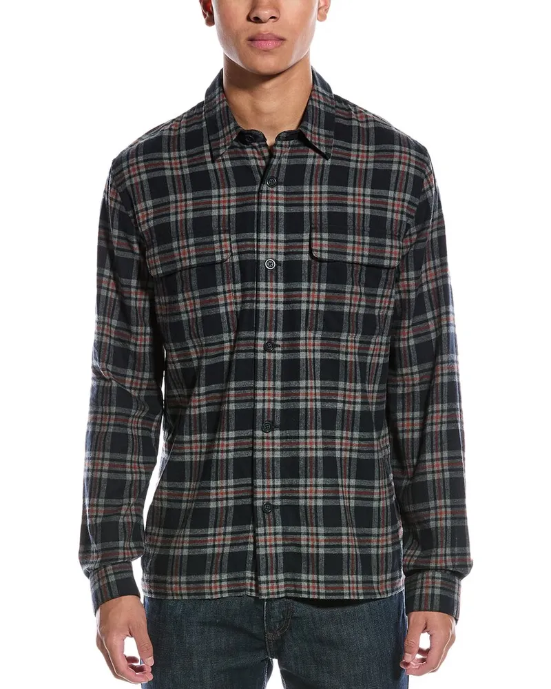 Vince Brushed Flannel Shirt Blue