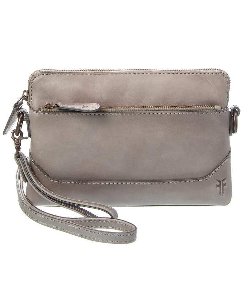 Frye Melissa Leather Crossbody Wristlet Grey