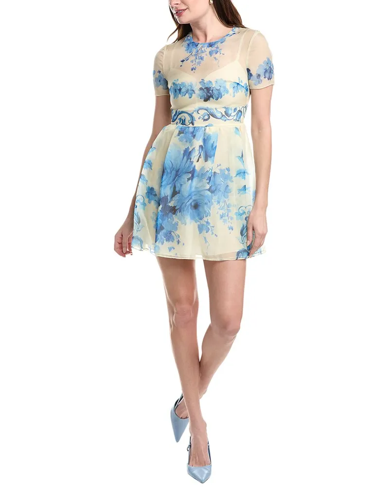 Valentino Garavani Silk Mini Dress Blue