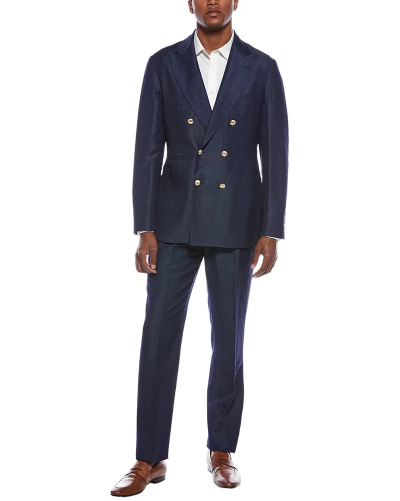 Brunello Cucinelli 2pc Wool & Linen-Blend Suit with Pleated Pant Nocolor