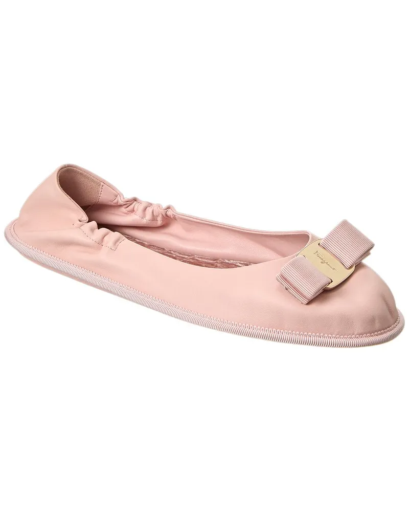 Ferragamo Varina Voy Leather Ballet Flat Pink