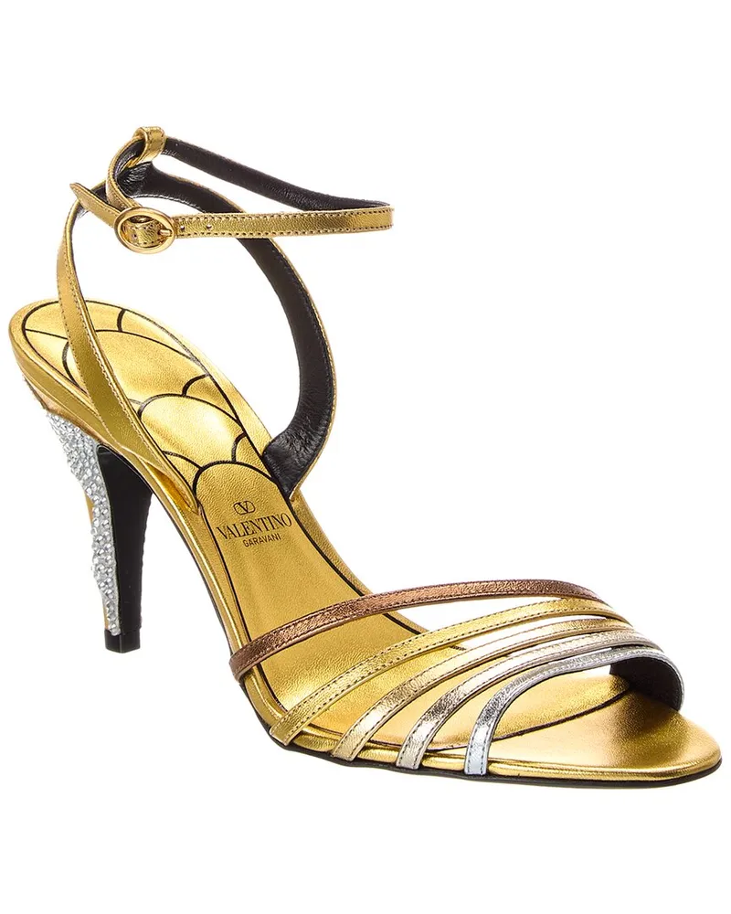 Valentino Garavani Ladycrush 85 Leather Sandal Gold