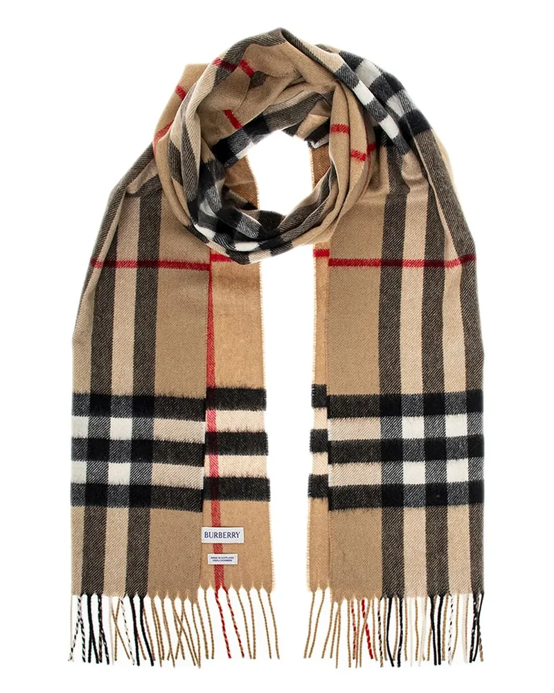 Burberry Check Cashmere Scarf Beige