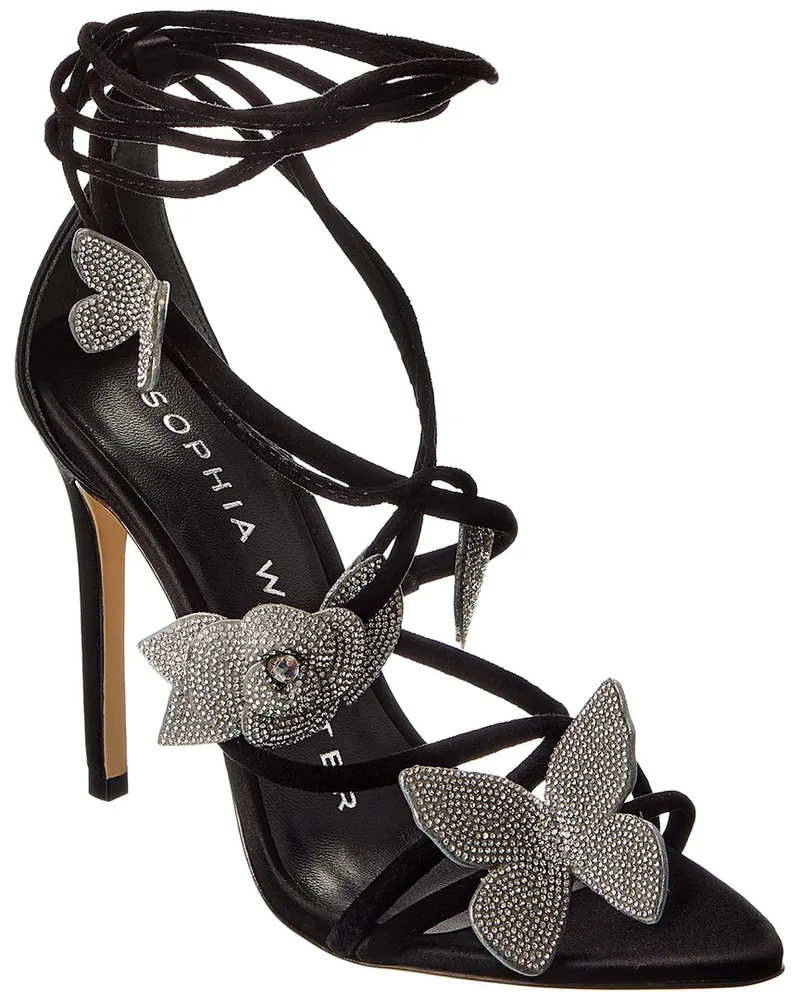Sophia Webster Titania Suede & Satin Sandal Black