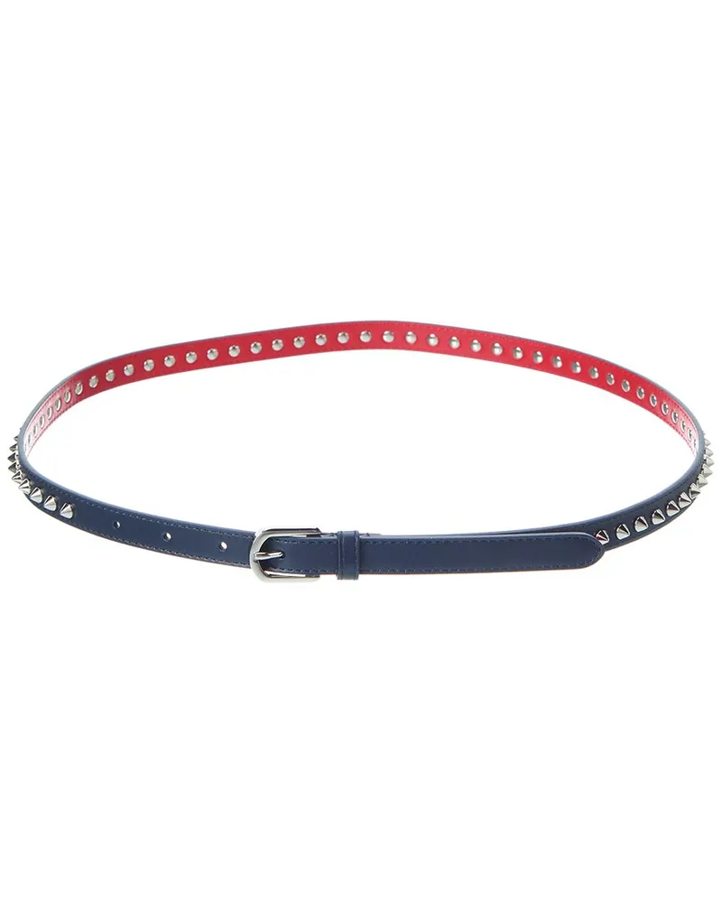 Christian Louboutin Cabata Spike Leather Belt Blue