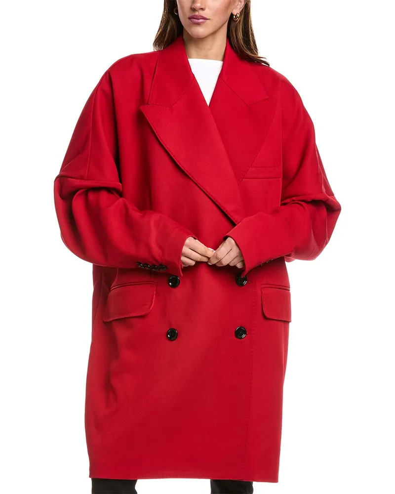 Dolce & Gabbana Oversized Wool-Blend Blazer Coat Red