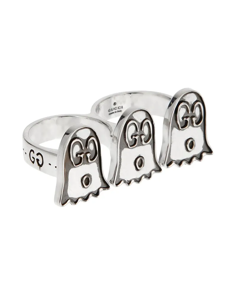 Gucci Silver Ghost 2 Finger Band Large Ring Nocolor
