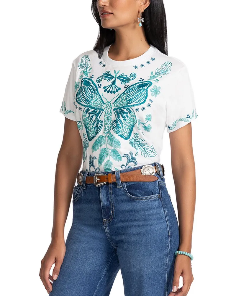 Johnny Was Petite Crewneck T-Shirt White