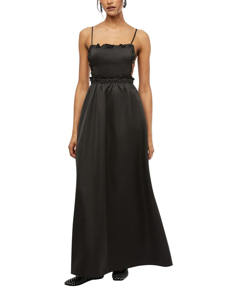WeWoreWhat Ruffle Bib Maxi Dress Black