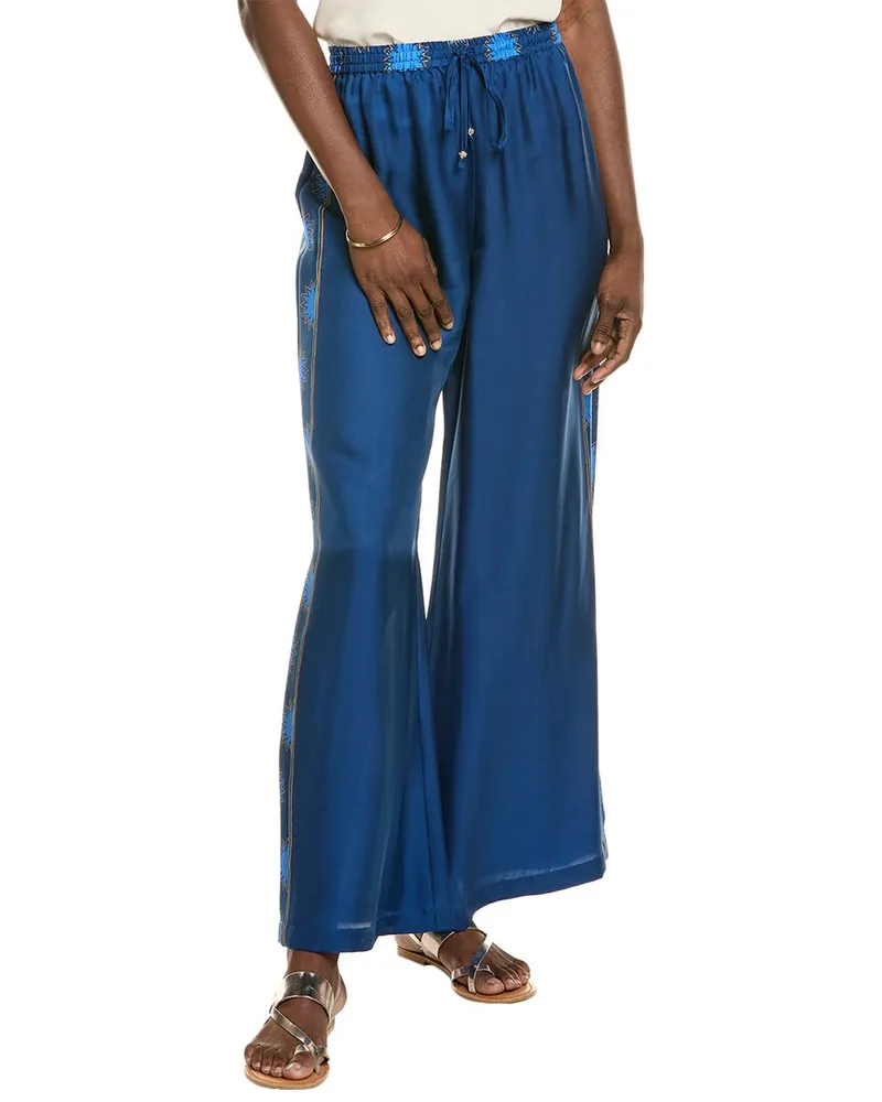 Johnny Was Frankie Silk-Blend Pant Blue