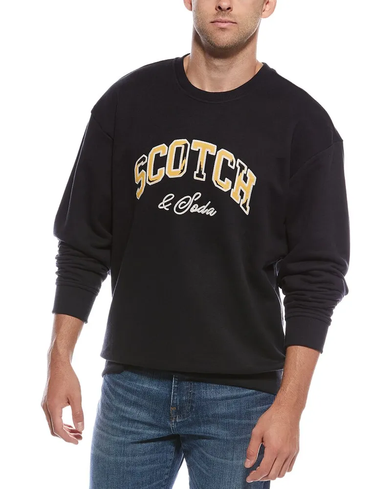Scotch&Soda Relaxed Fit Embroidered Logo Crewneck Sweatshirt Black