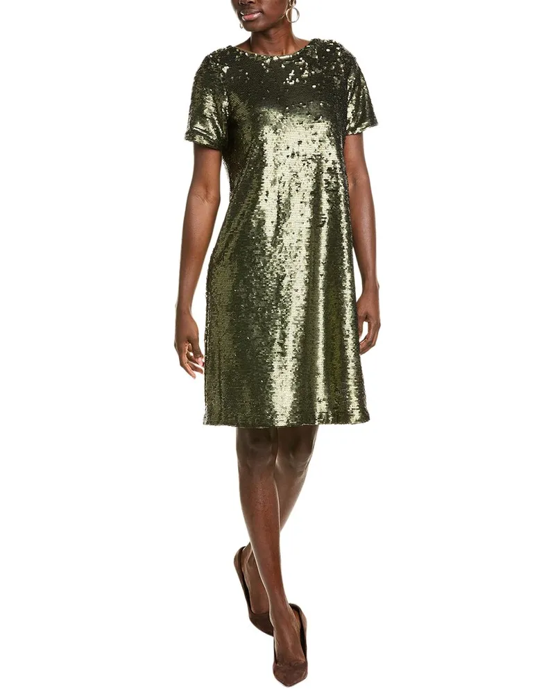 Anne Klein Sequin T-Shirt Dress Green