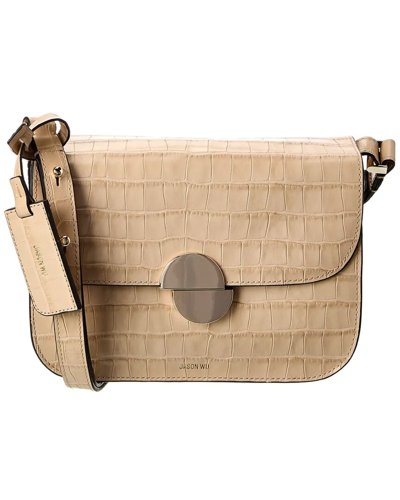 Jason Wu Croc-Embossed Leather Shoulder Bag Beige