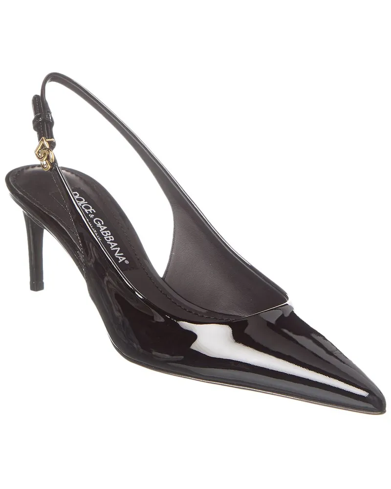 Dolce & Gabbana DG Logo Patent Slingback Pump Black