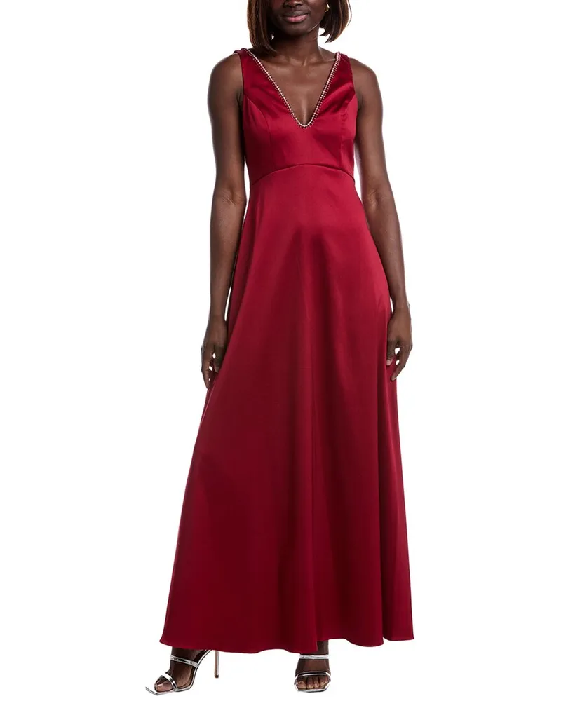 Aidan Mattox Embellished Neckline A-Line Gown Red