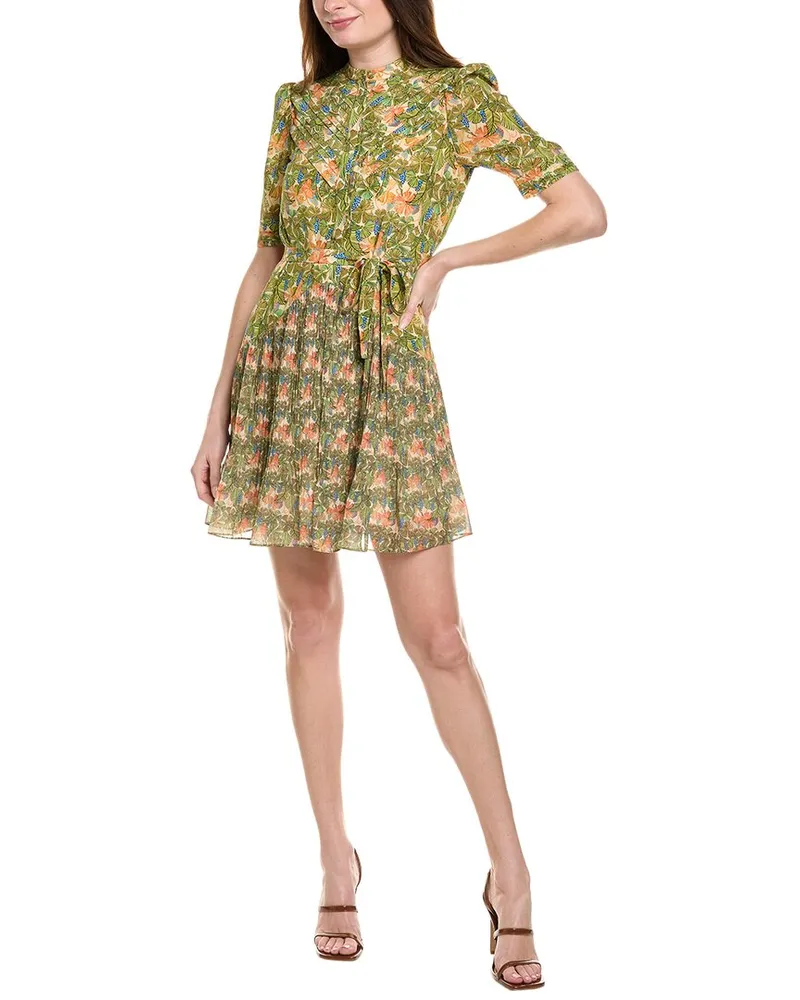 Saloni Silk Mini Dress Green